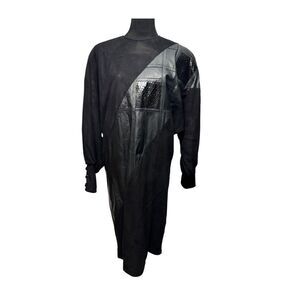 Dominic Bellissimo Vintage Suede Long Sleeve Dress Black